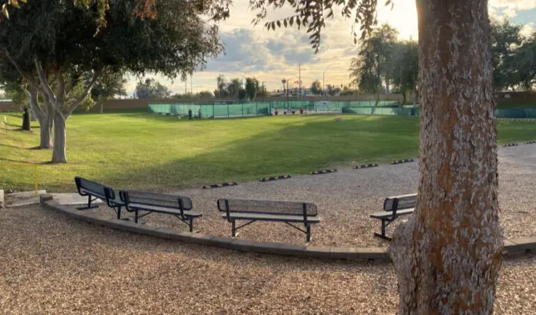 Patriots Park at Carriage Manor Resort in Mesa is a peaceful green space to get away