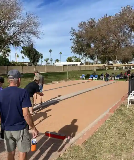 bocce courts at carriage manor resort